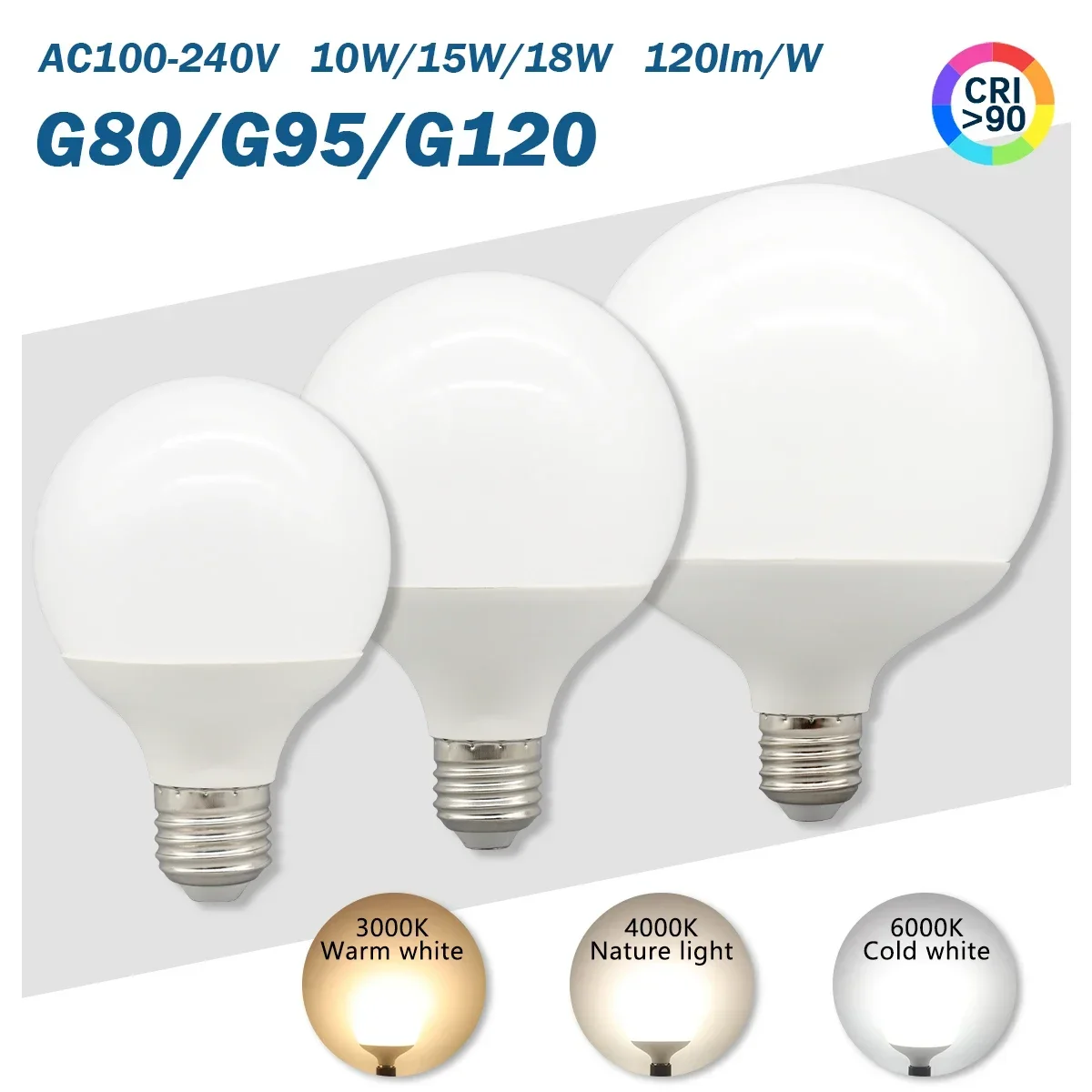 6PCS G80 G95 G125 E27 Milky Bulb 10W 15W 18W CRI90 LED Light Bulb
