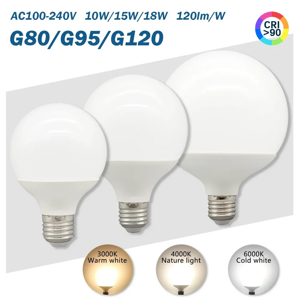 6PCS G80 G95 G125 E27 Milky Bulb 10W 15W 18W CRI90 LED Light Bulb