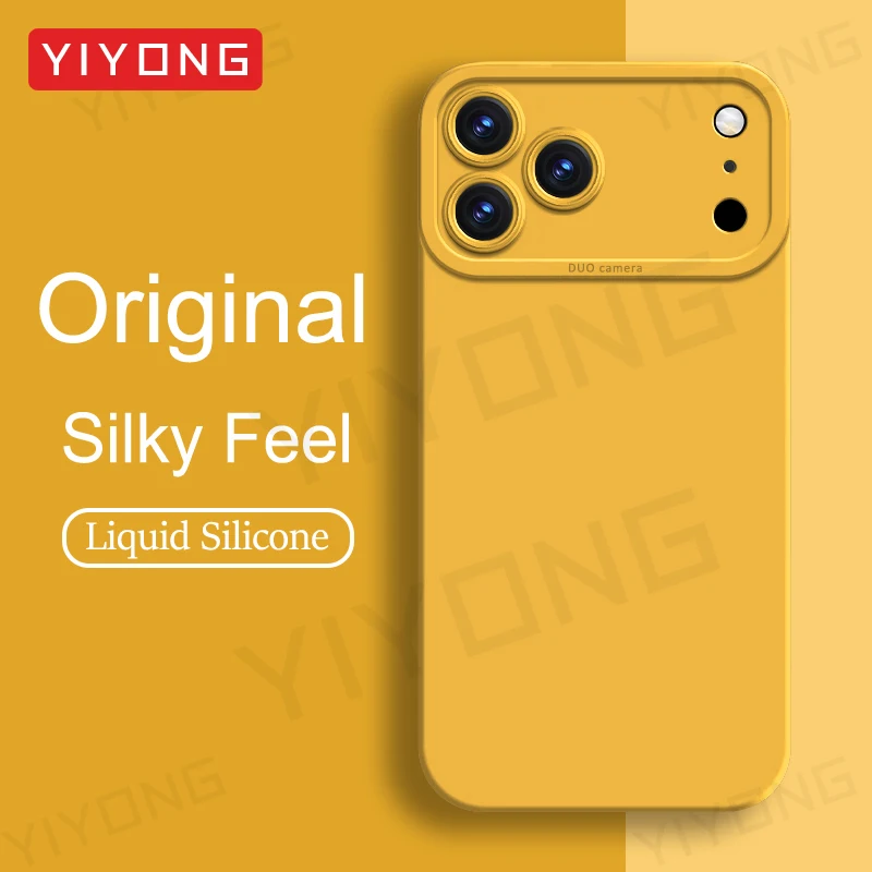 Für iPhone 18 Pro Max 17 Air 17e 16e 16 15 14 Plus 13 Mini Hülle YIYONG Quadratische Flüssigsilikon Weiche Handyhülle