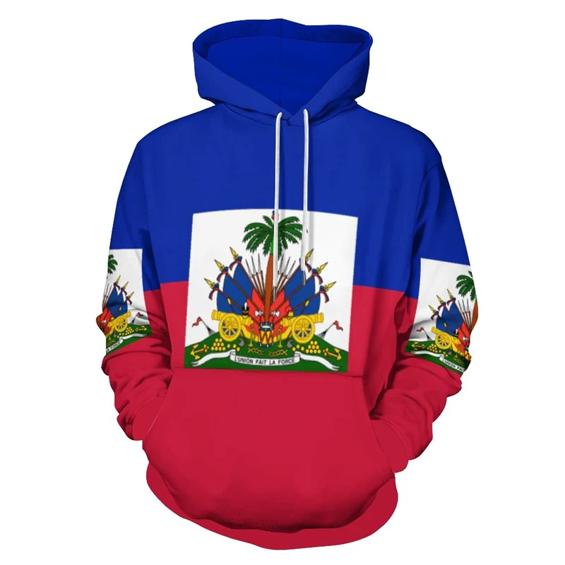 thumbnail image 1 of Sudadera con capucha deportiva con la bandera de la nación de Haití para hombre y mujer, sudadera holgada informal con estampado 3D de moda para primavera y otoño e invierno, 1 of 4
