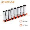 3/8 Inch Drive Long Socket Set 10-19mm 8Pcs Chromium Plated with Socket Holder for Improvement Car Repair 1
