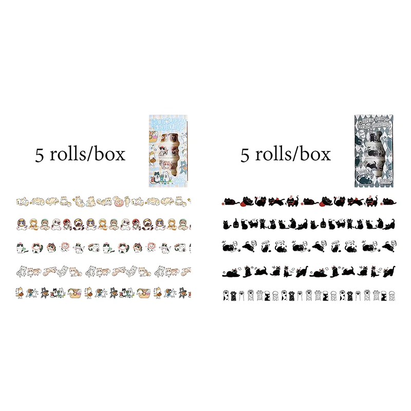Mr Paper 15 롤/가방 새끼 고양이 추측 시리즈 박스형 테이프 귀여운 핸드북 다이 컷 테이프 Mylar 테이프 DIY 저널 스크랩북 안경