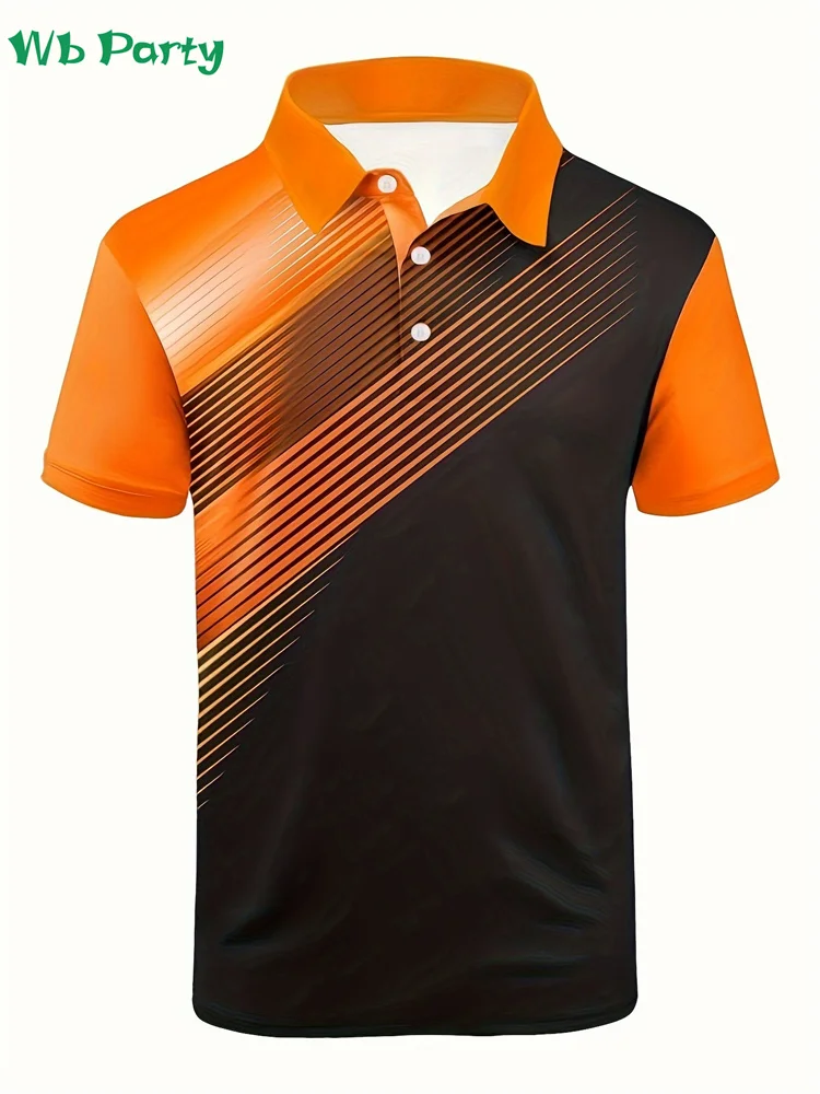 Summer Fashion Stripe Print Men's Shirts Lapel Polo T shirt Men Breathable Simple Men's Clothes Mens T shirt Harajuku Street Top 11 Scf2bd6c596664f4381c3f1ad6359a076K