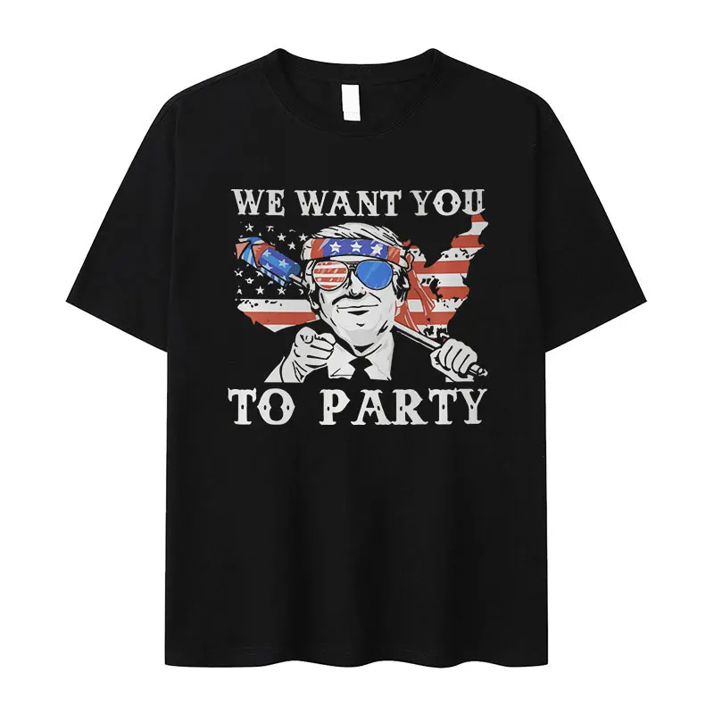 

Retro Donald Trump Funny Graphic T Shirts Men's Fashion Gothic Short Sleeve T-shirt Man Casual Oversized Cotton Tees Streetwear