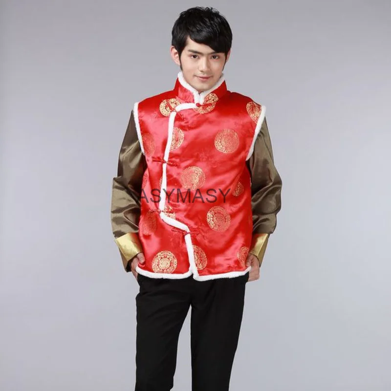 New Year Tang Suit Traditional Chinese Clothing for Men Kung Fu Clothes Birthday Party Hanfu Blouse Chinese Tops Vintage vest men chinese style shirt,hanfu jacket