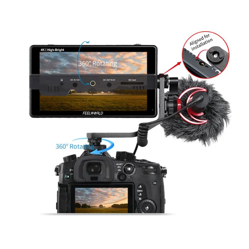 FEELWORLD LUT6 LUT6E LUT6S 6 Inch 2600nits 3D LUT Touch Screen on Camera Field DSLR Monitor with HDR Waveform for Stabilizer