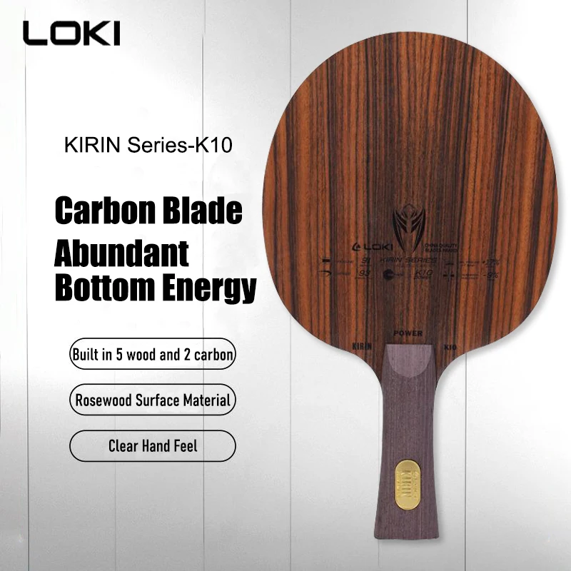 

Лопатка для настольного тенниса LOKI KIRIN K10, 5-слойная древесина, 2-слойная, встроенная углеродная поверхность из палисандра, CS/FL, весло для пинг-понга для усовершенствованной тренировки