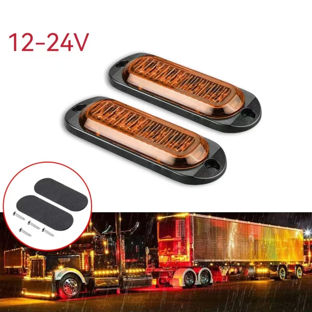 

2PCS Clearance Lights LED Side Marker Lights Warning Lamp Tail Light 12V 24V Amber Red Auto Side Marker Light 4 LED Truck