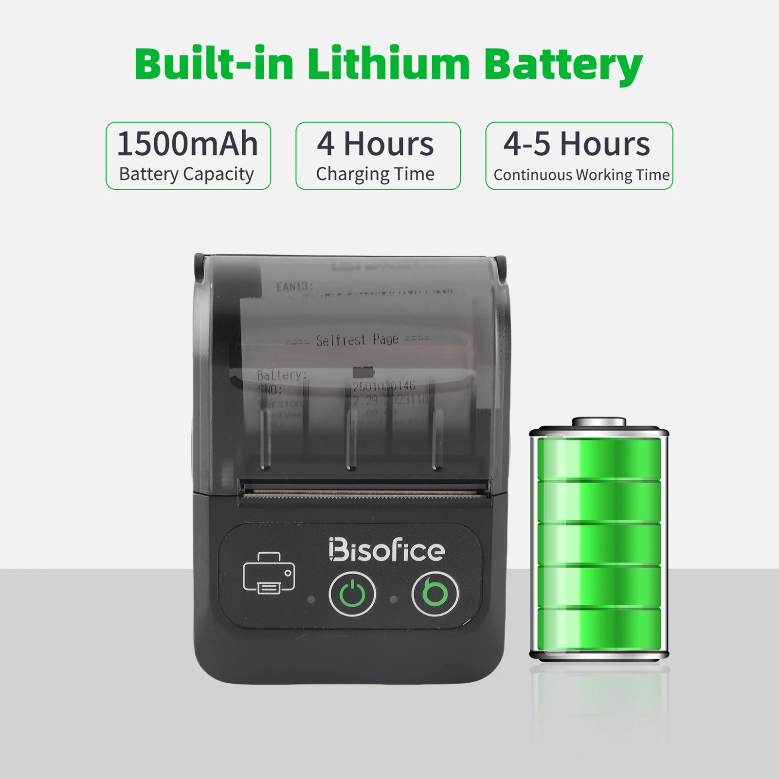 Bisofice 휴대용 무선 BT 58mm 2인치 열전사 영수증 프린터 미니 USB 빌 POS 모바일 프린터 지원 ESC/POS 인쇄 명령