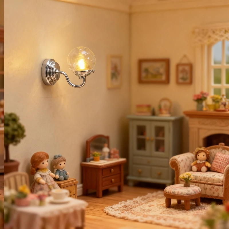 1:12 Scale Dollhouse Mini Table Lamp Modern Furniture Model Miniature Bedside Reading Lamp Toys Doll House Room Light Decor