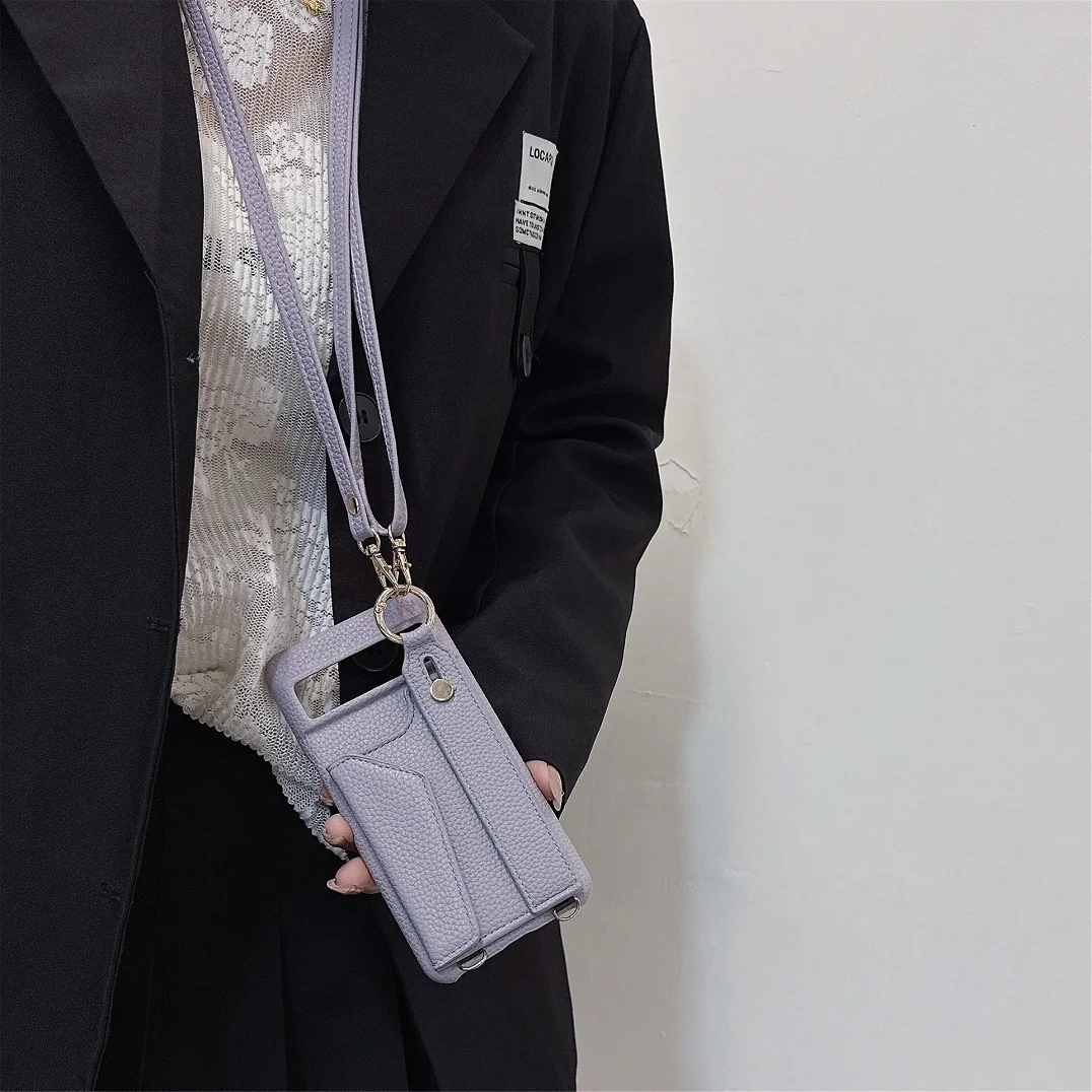 Luxury Crossbody Leather Wallet Case with Hand Strap