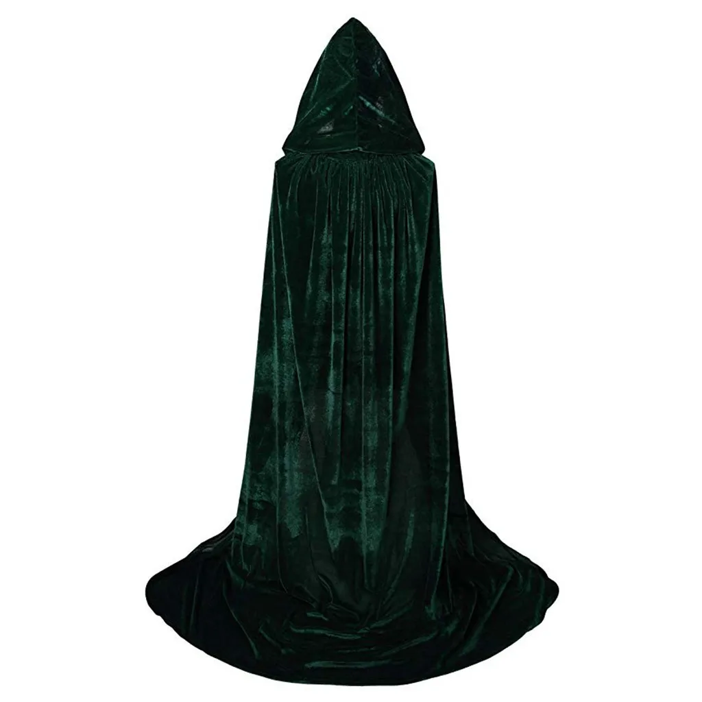 

Gothic Hooded Stain Cloak Wicca Robe Witch Larp Cape Women Men Halloween Costumes Vampires Fancy Party Size S-M