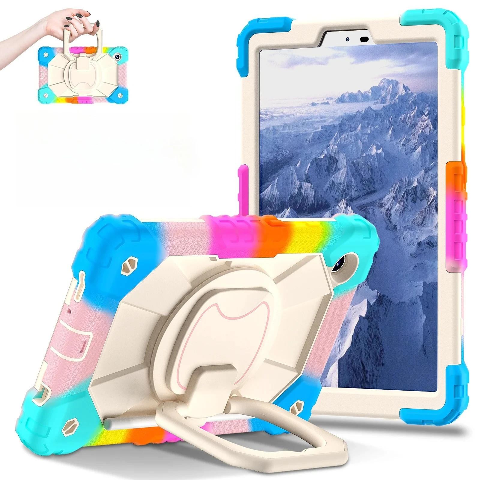 Heavy Duty Armor Case with 360° Rotating Stand and Straps - Shockproof Cover