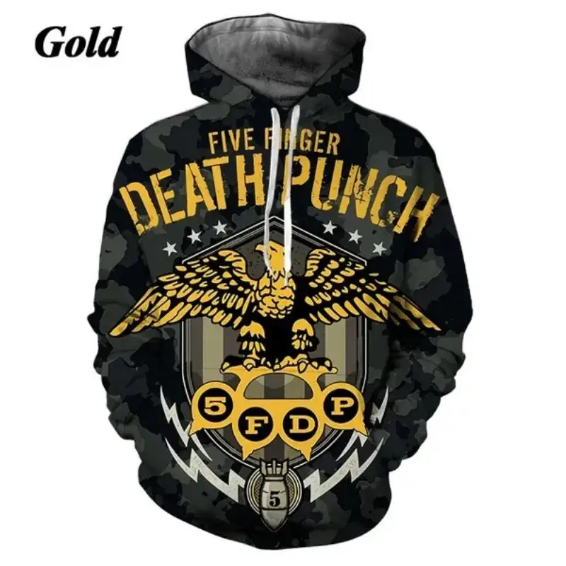 Männer und Frauen fünf Finger Death Punch Hoodies 3D-Druck lässig Herbst Winter Sweatshirts Hip-Hop Rock Hoodie – Detail 8