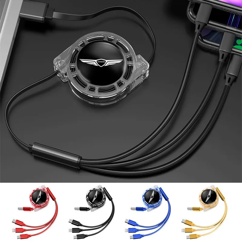 자동차 3 in 1 USB 케이블 타입 C 마이크로 USB 고속 충전 케이블 제네시스 G80 GV70 GV80 액세서리용