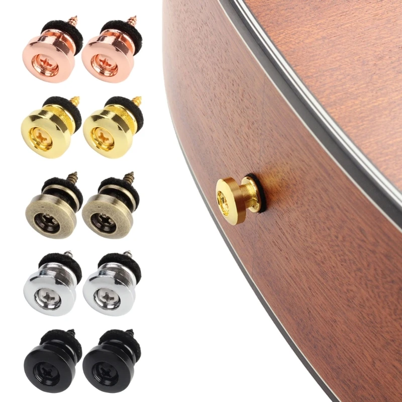 

2Pcs Guitar Strap Lock Guitar Strap Button Set Metal Strap Lock Flat Mushroom Head for Acoustic Electric Guitar Ukulele