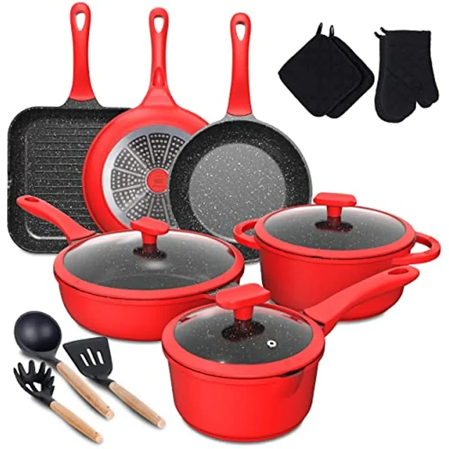 Pots and Pans Set, imarku 16-Piece Cookware Sets Nonstick Granite Coating,  Induction Kitchen Cookware Easy to Clean - AliExpress