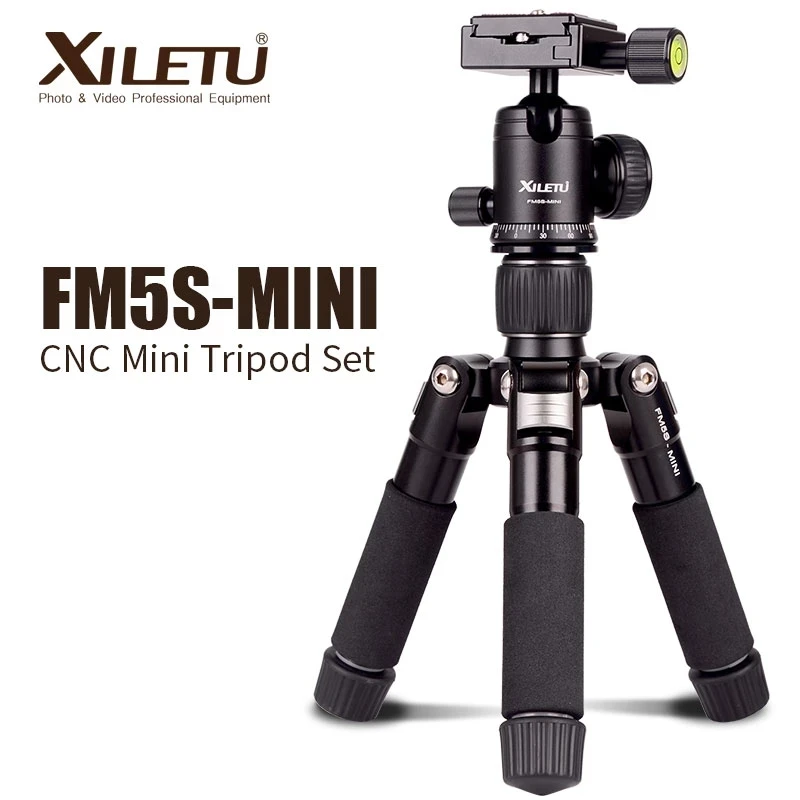 

XILETU FM5S Portable Tripode Lightweight Travel Stand Tabletop Video Mini Tripod with 360 Degree Ball Head for Camera DSLR SLR