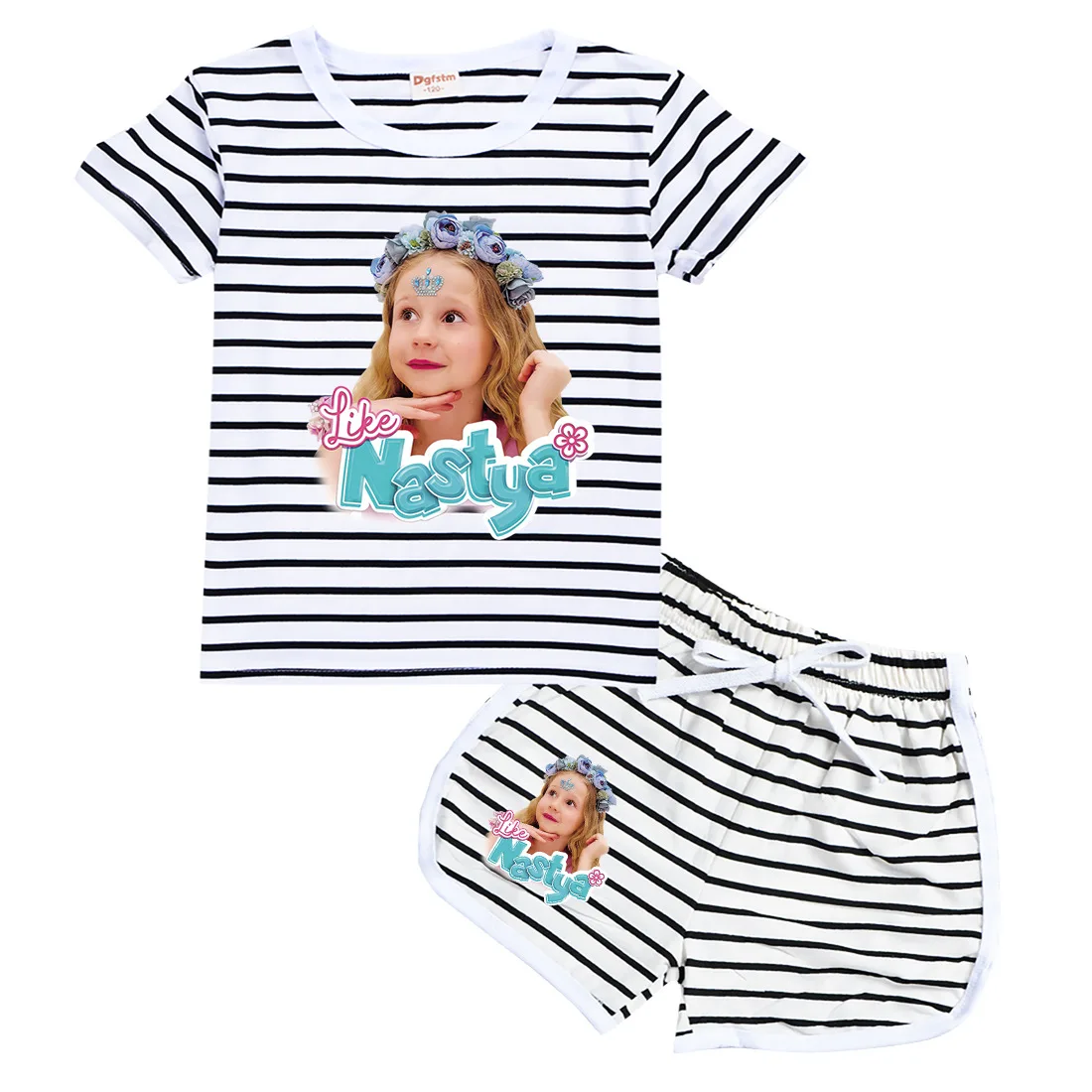 Like Nastya Toddler Girls Clothes Summer Pajamas Beautiful Short Sleeve T Shirt + Shorts Costume Girls Casual Sportswear Set