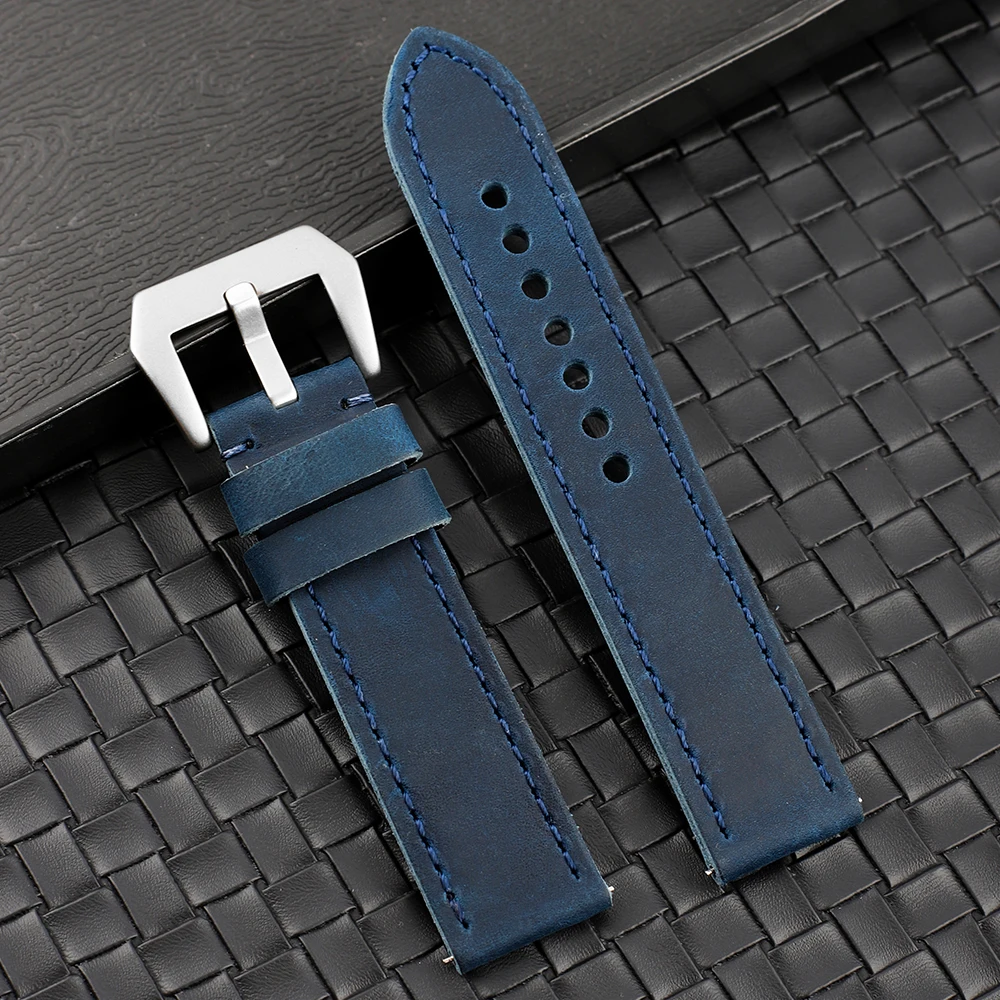 Vintage Handmade Blue Watch Strap - 22mm Quick Release Bracelet Accessory