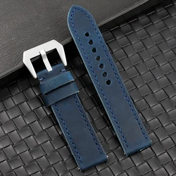 Vintage Handmade Blue Watch Strap - 22mm Quick Release Bracelet Accessory - 22mm (Blue)