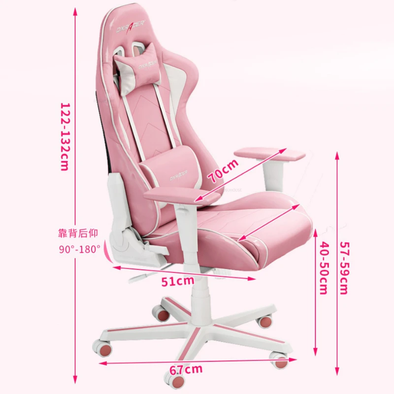 Description Picture 4 of itemHome Desktop Computer Desks Gaming Table and Chair Set Office Furniture Pink and White Study Desk Bedroom Live Broadcast Table N
