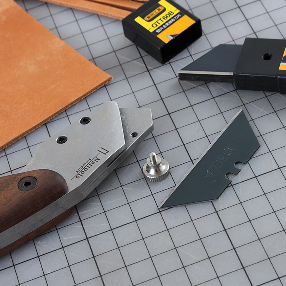 Description Picture 5 of item1Pcs Nat Handmade DIY Cutting Knife Sharp Blade Stainless Steel Leather Cutting Tools Walnut Handle Advanced Leather Making Tool