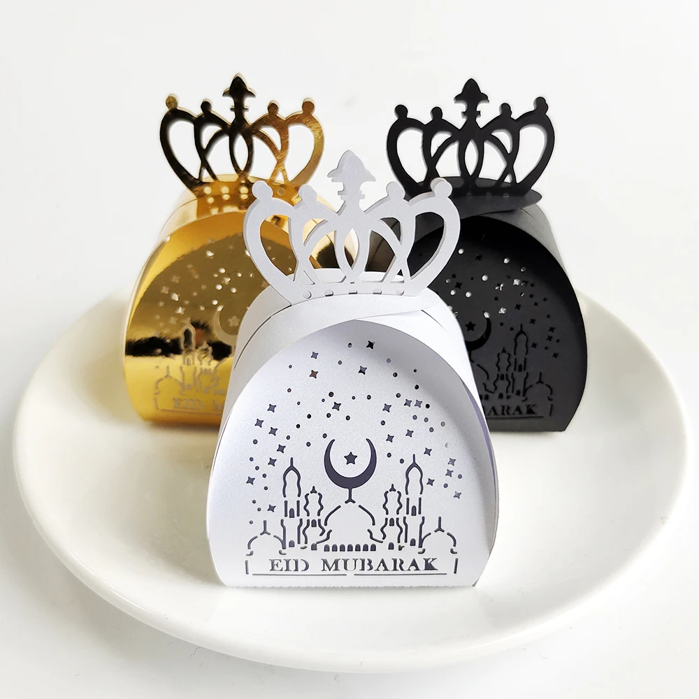 10 Stück Ramadan Geschenkbox Eid Mubarak Süßigkeitenbox Gold Weiß Eid-Verpackung für Geschenke Ramadan-Dekoration 2027 Muslimische Islamische Feier – Detail 10