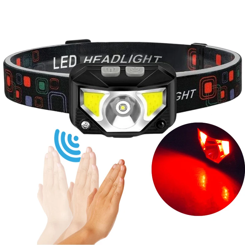 New USB Charge Ultra-Light Bright LED Rechargeable Headlight Waterproof Motion Sensor Headlight for Running & Outdoor Fishing