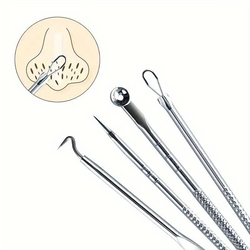 4Pcs/Set Acne Blackhead Needle Set Unscented Blemish PoreCleanser Needle Hook Spot Pimple Remover Skin Care Tools Accessories 2