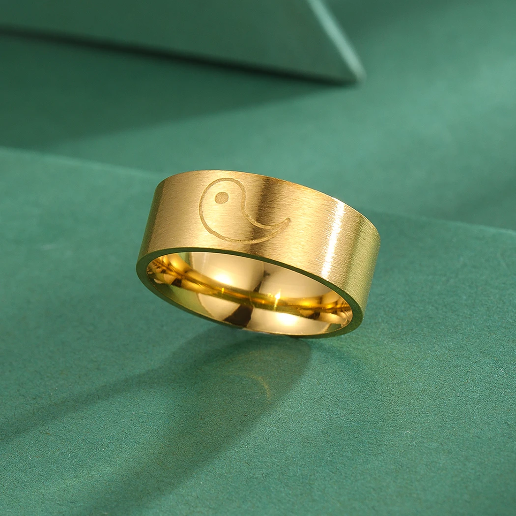 KinitialStainlessSteelYinYangCoupleRingYinYangRingMatching