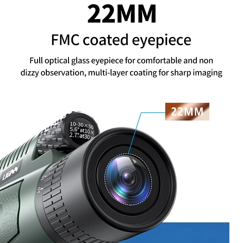 10-30x50 Zoom Telescope Astronomical Monocular Camping Equipment HD Spotting Scope with Phone Adapter Tripod for viewing 6