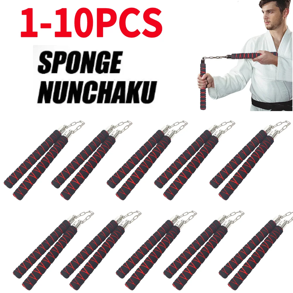 1-10PCS Fitness Nunchuck wooden martial arts stick foam nunchakus Foam Training Nunchucks for Martial Arts Wingchun Kung Fu Practice Stick Chinese Equipment for Beginner