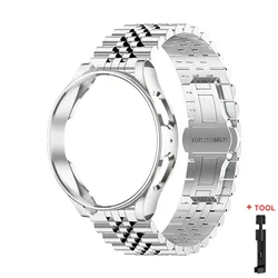 Premium Metal Strap with TPU Case Cover - Stainless Steel Bracelet - Galaxy Watch 6 40mm (Silver)