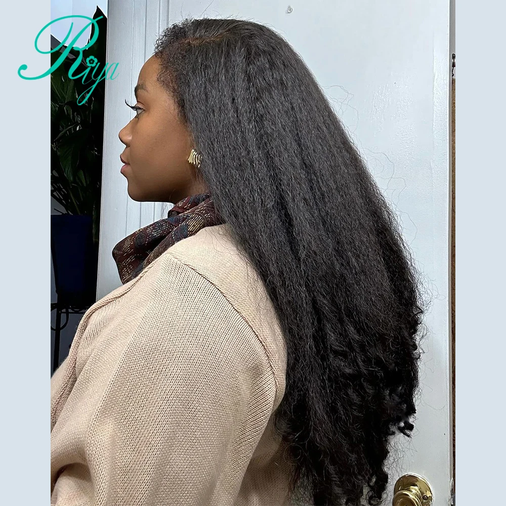 Yaki Straight 360 Full Lace Wig Human Hair Preplucked With 4CEdges Hairline 250% 13x6Curly Lace Front Human Hair Wigs For Women