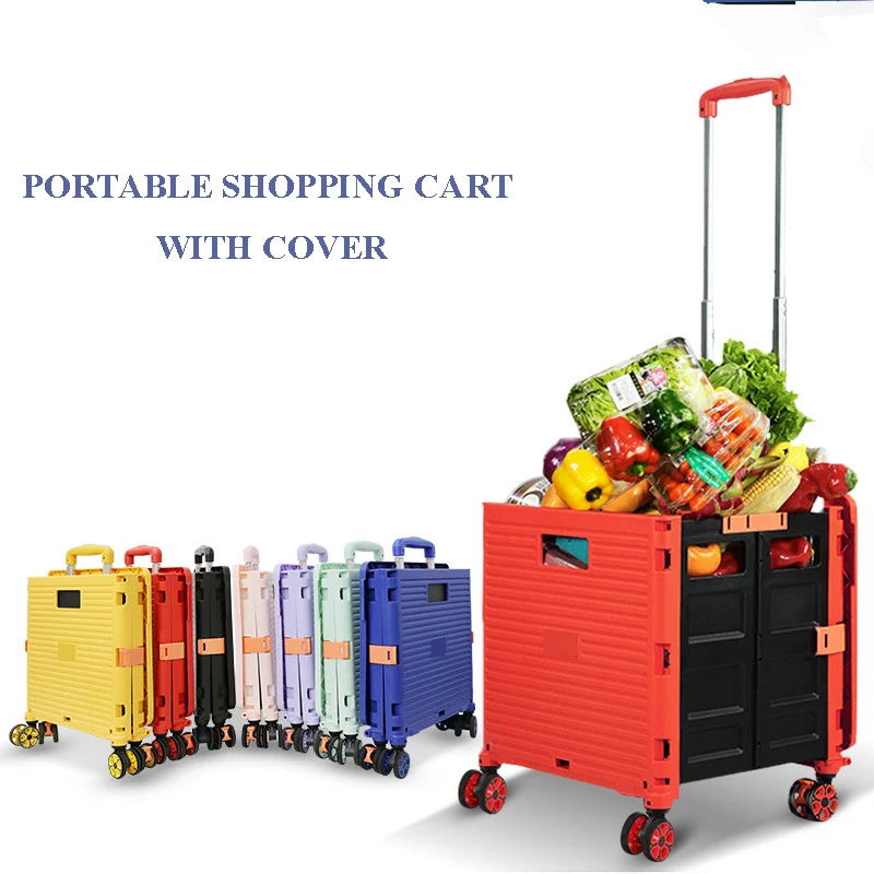 Carrello Della Spesa Pieghevole Pieghevole Da 55 Litri Con 8 Ruote Silenziose Carrello Per Corriere All'Aperto Piccolo Carrello Da Picnic Per Il Merca