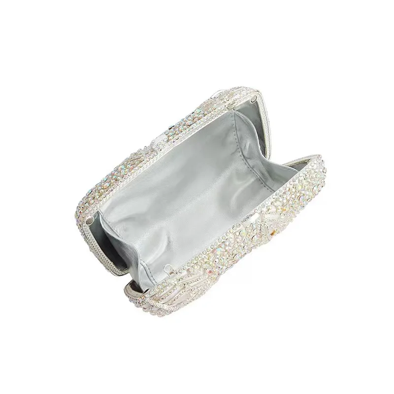 High Quality Luxury Metal Box Women Fashion Handbag Glitter Shiny Diamonds Evening Bag Wedding Party Clutch Purse Shoulder Bag