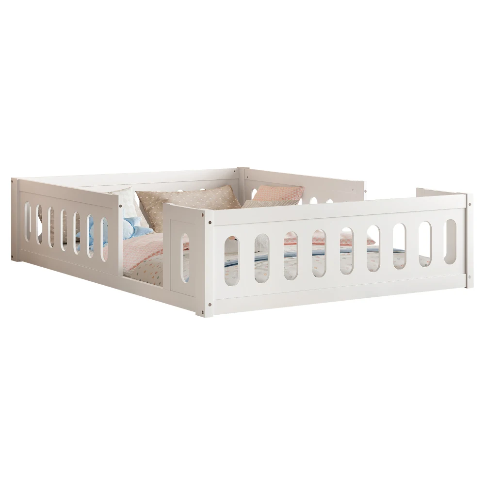 Modernes Plattformbett aus Holz 90 x 200 mit Geländer, Plattformbett besteht aus massivem Kiefernholz und MDF und eignet sich aus robustem, massivem Holz – Detail 24