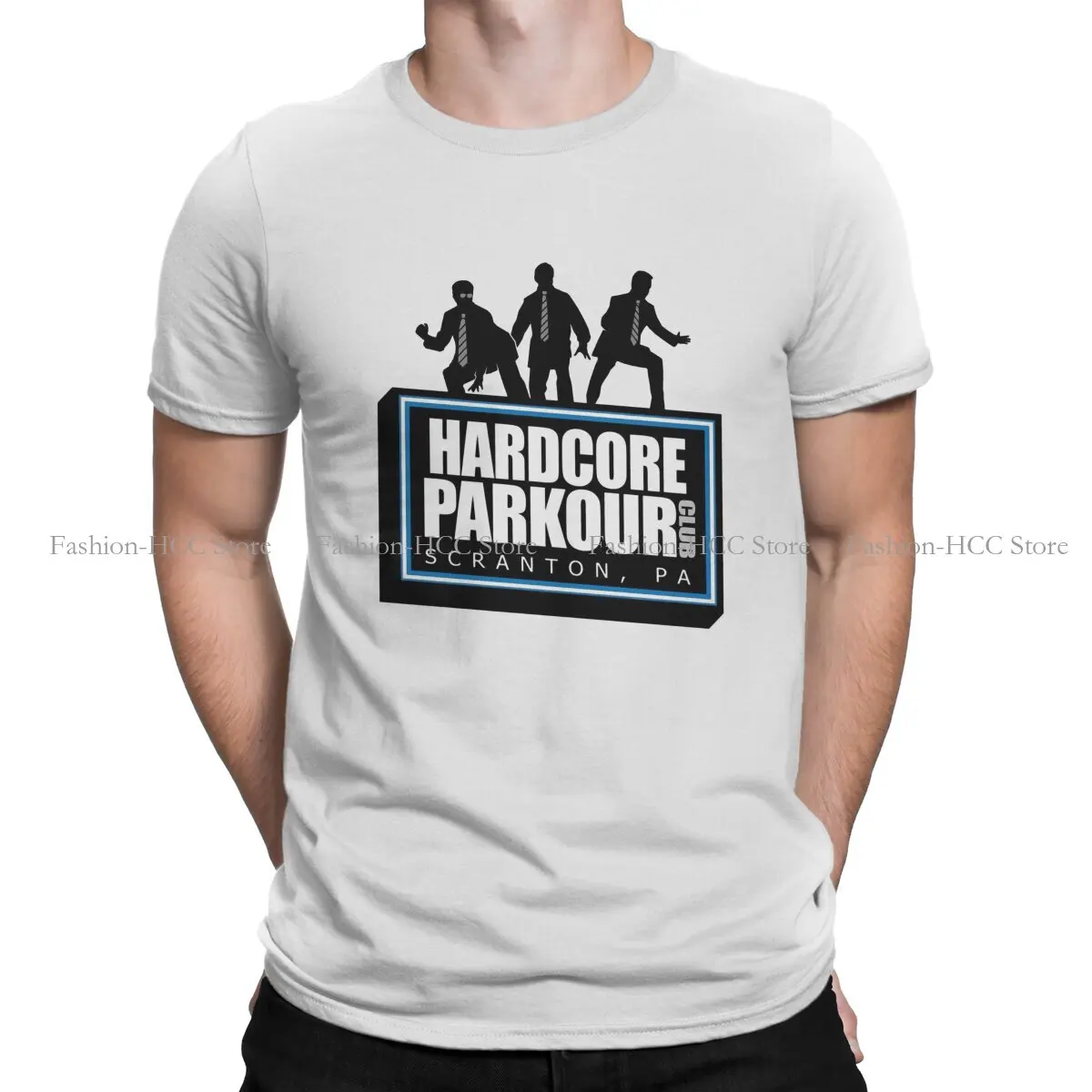 

The Office TShirt for Men HARDCORE PARKOUR CLUB Humor Leisure Tee Polyester T Shirt Novelty New Design Fluffy
