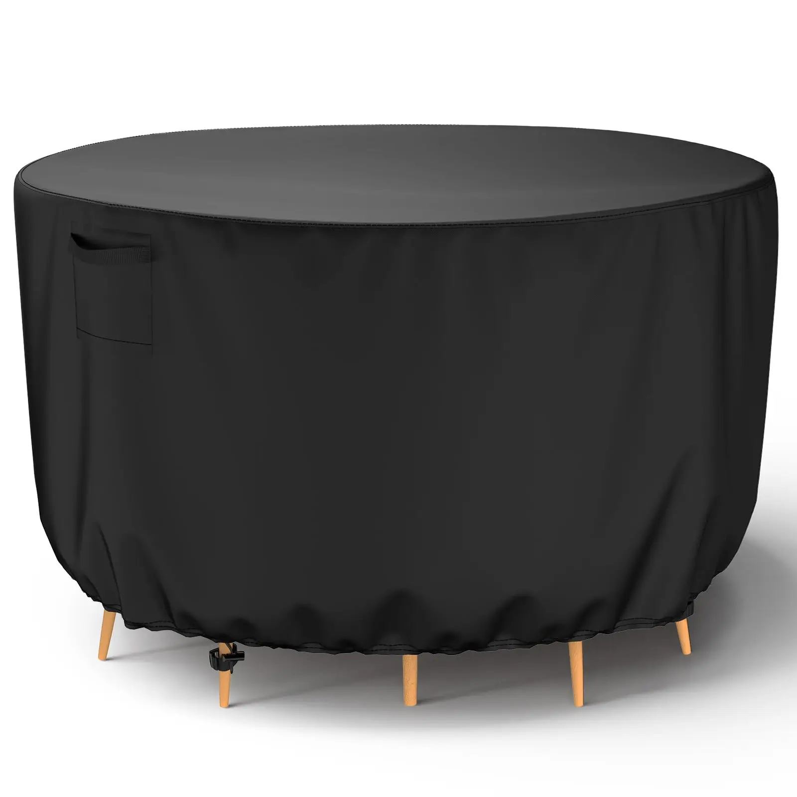 600D Round Patio Furniture Cover Outdoor Waterproof Heavy Duty Windproof, Waterproof Table Chair Set Cover for Outdoor Furniture