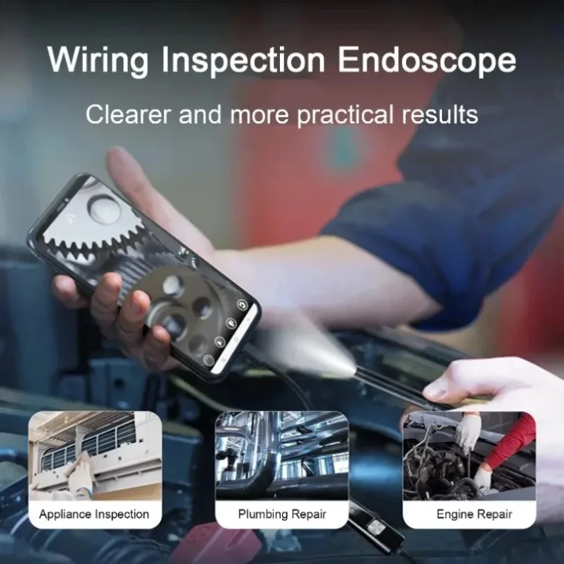 VIKEFON 7mm Endoscope Scope Camera 1m 1.5m 2m for Car Scenarios Endoscope Camera with 6 Led Lights Ideal for Car Engines