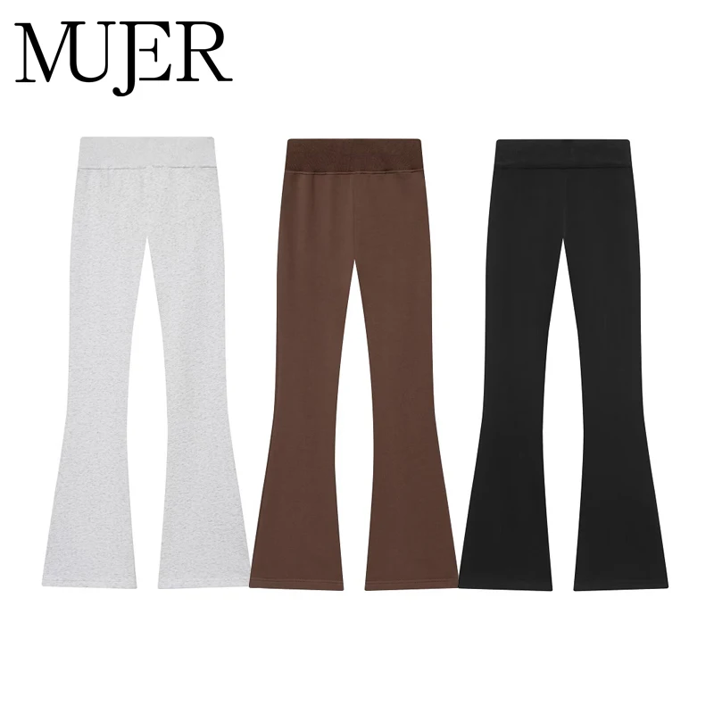 MUJER 2026 Schlaghosen für Damen, Fleece, hohe Taille, Damenhosen-Sets, modische Frühlingshosen für Damen, neu in Palazzo-Hosen für Damen