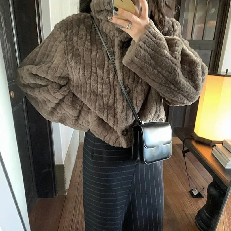 Rimocy Winter Warm Lambswool Coats Women Fashion Korean Padded Cotton Outerwear Woman Stand Collar Cropped Jacket Female 2024 2