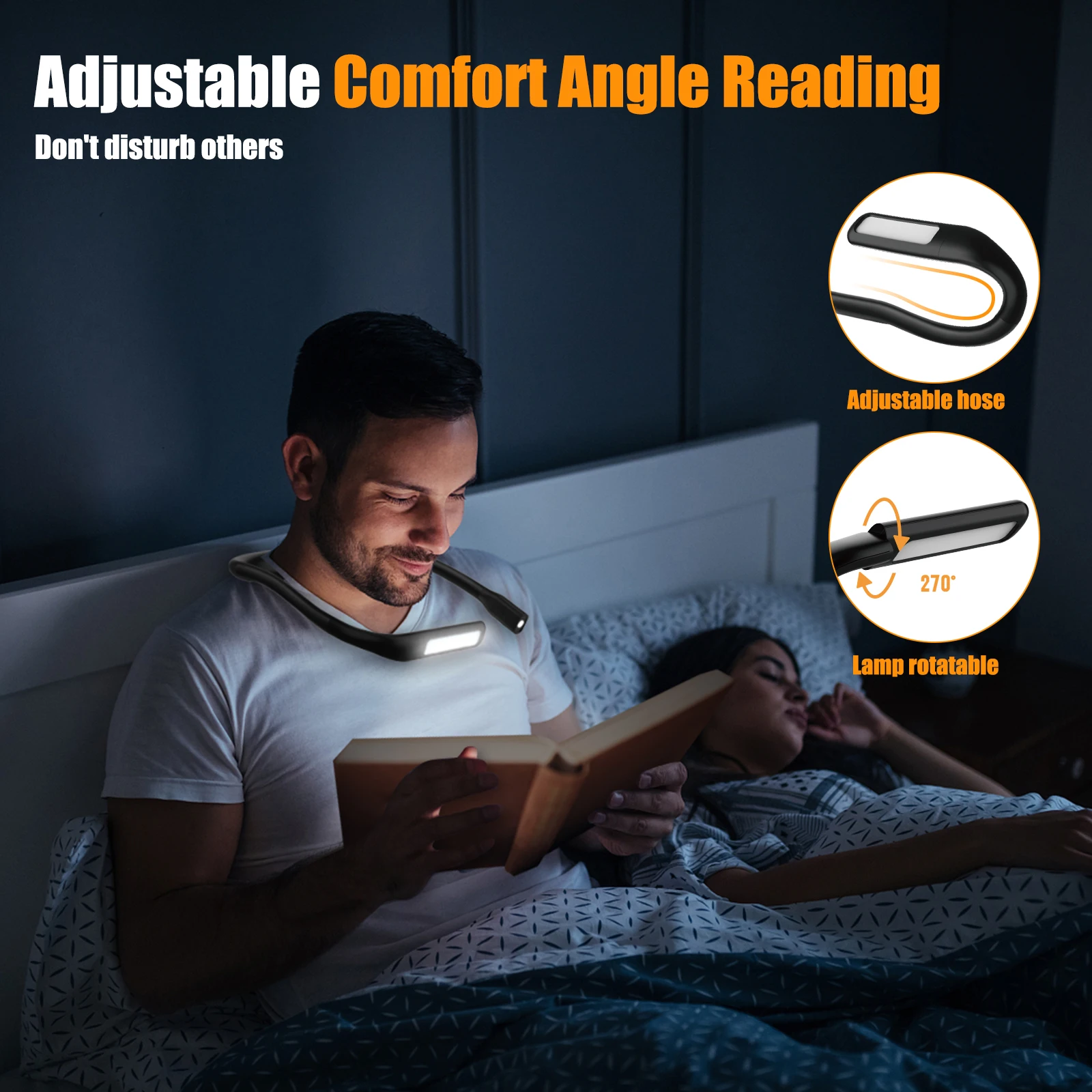 LED Neck Reading Lights Rechargeable Flexible Reading Lamp Bendable Adjustable Portable Hanging Book Light For Camping Lighting led light book light mini led light