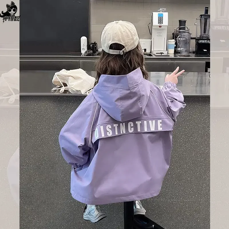 Stylish Children's Spring Autumn Windbreaker Jacket Girls Outerwear Trendy Top Fashionable Kids Clothes