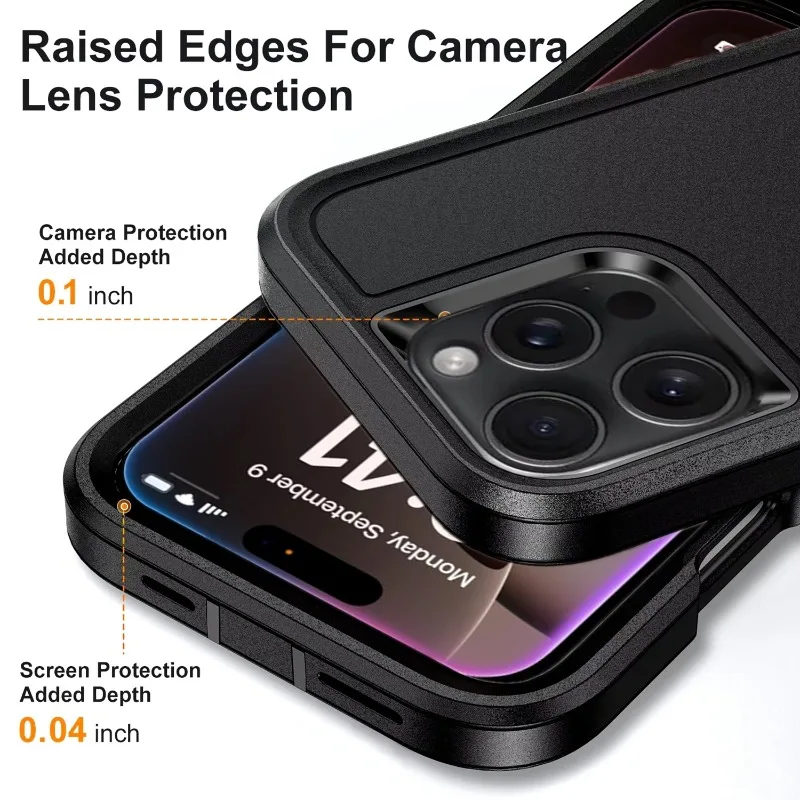3-in-1 Hybrid Military-Grade Anti-Shock Phone Case with PC Hard Holder