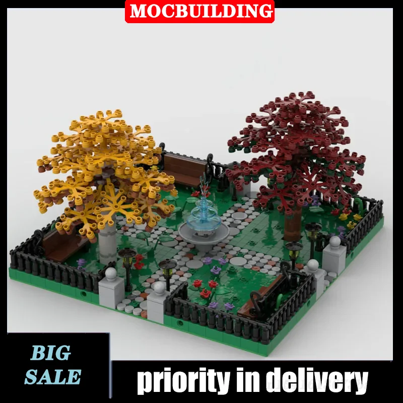 

MOC Urban Architecture Street View Modular Park 4 Side Connections Model Building Block Collection Series Toy Gifts