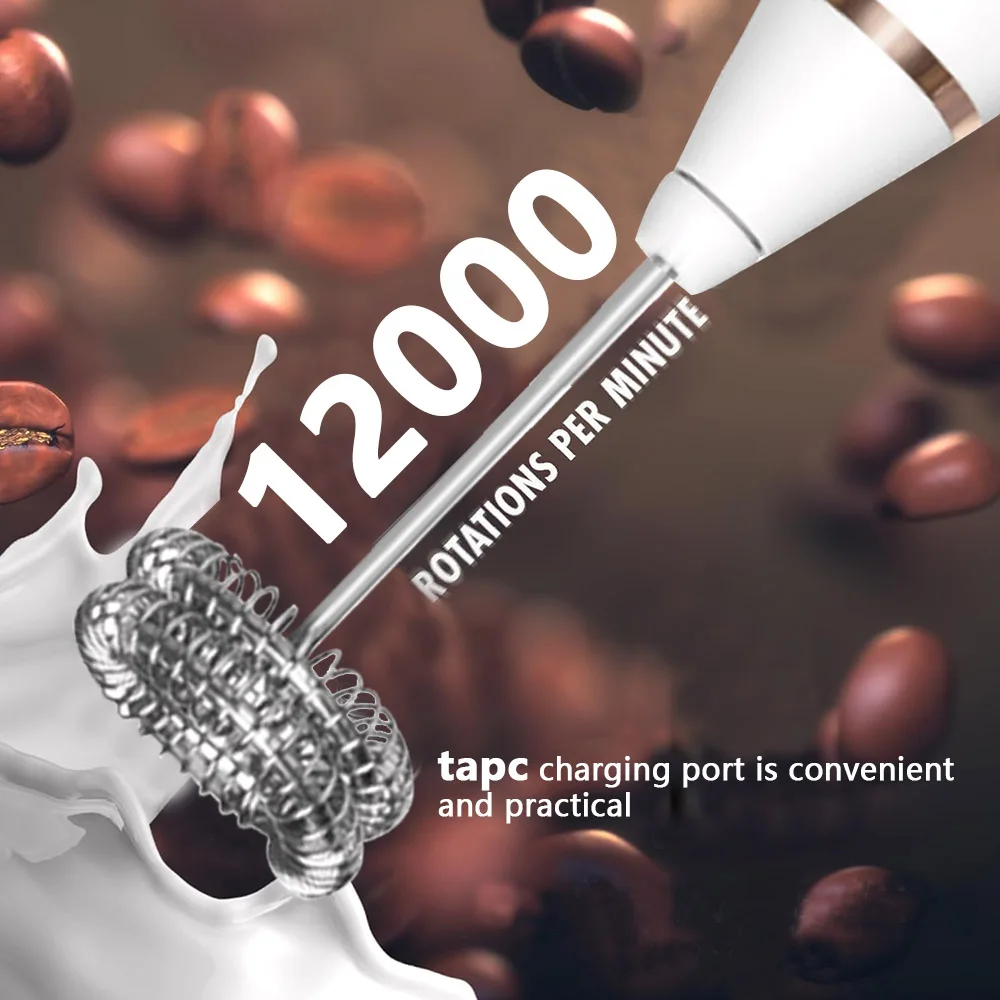 Powerful Milk Frother Wand Ultra Fast Handheld Drink Mixer Electric Whisk Foam Maker for Coffee,Lattes,Cappuccino,Frappe,Matcha 5
