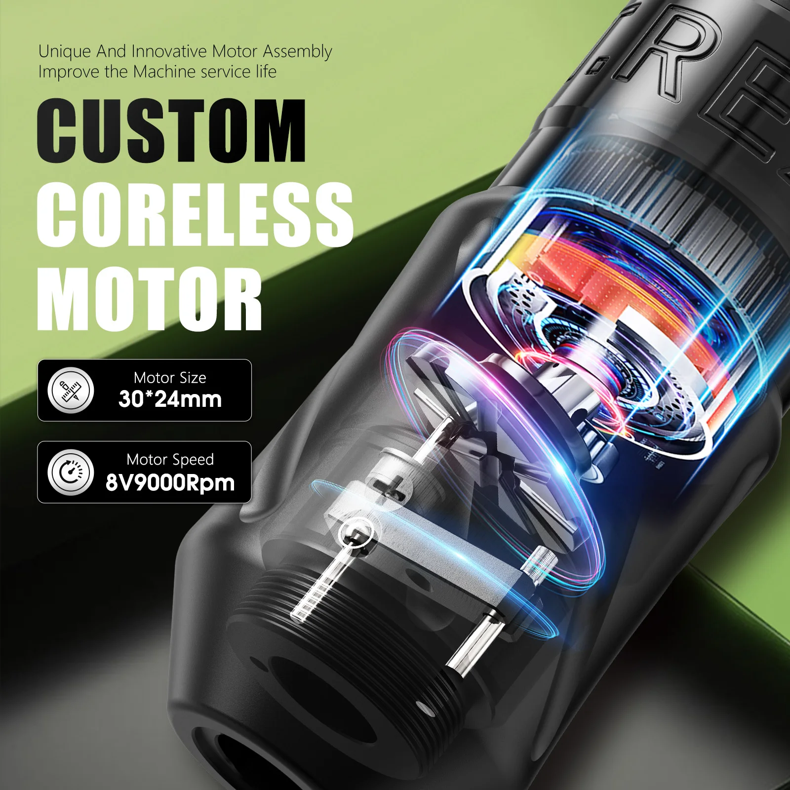 T-Rex Wireless Tattoo Machine with 1600mAh Battery Smart Display Rotating Cartridge Gun 3.5mm Travel