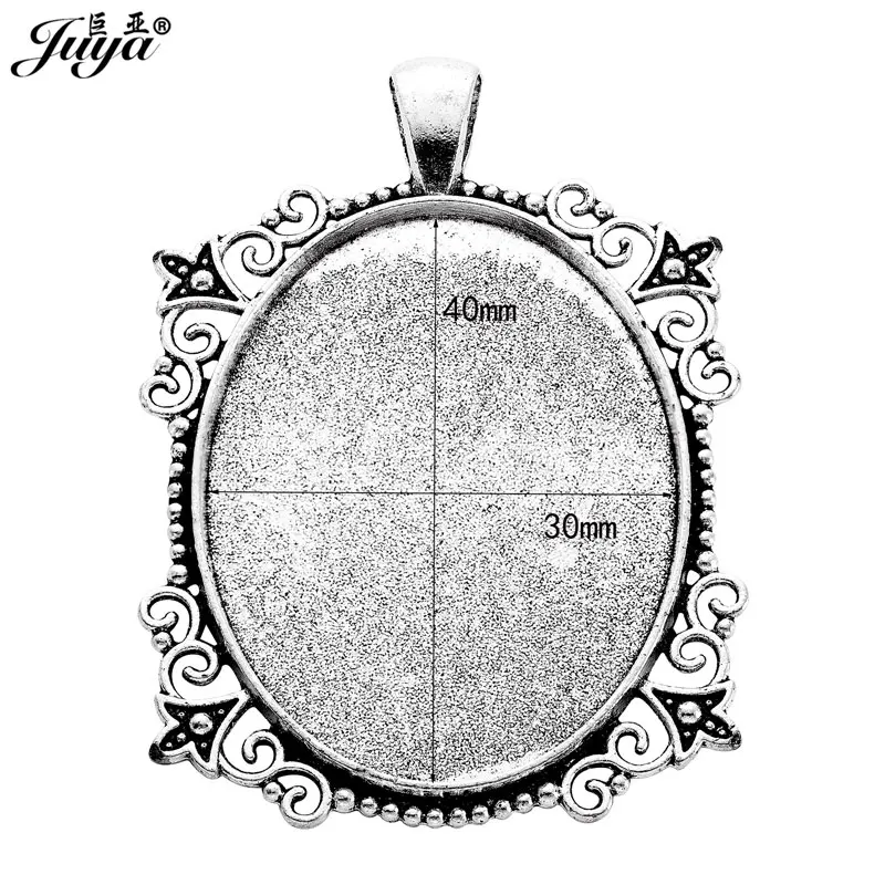 5 개/몫 타원형 펜던트 빈 설정 카보 숑베이스 베젤 트레이 맞는 30x40mm 타원형 유리 목걸이 DIY 쥬얼리 결과 만들기